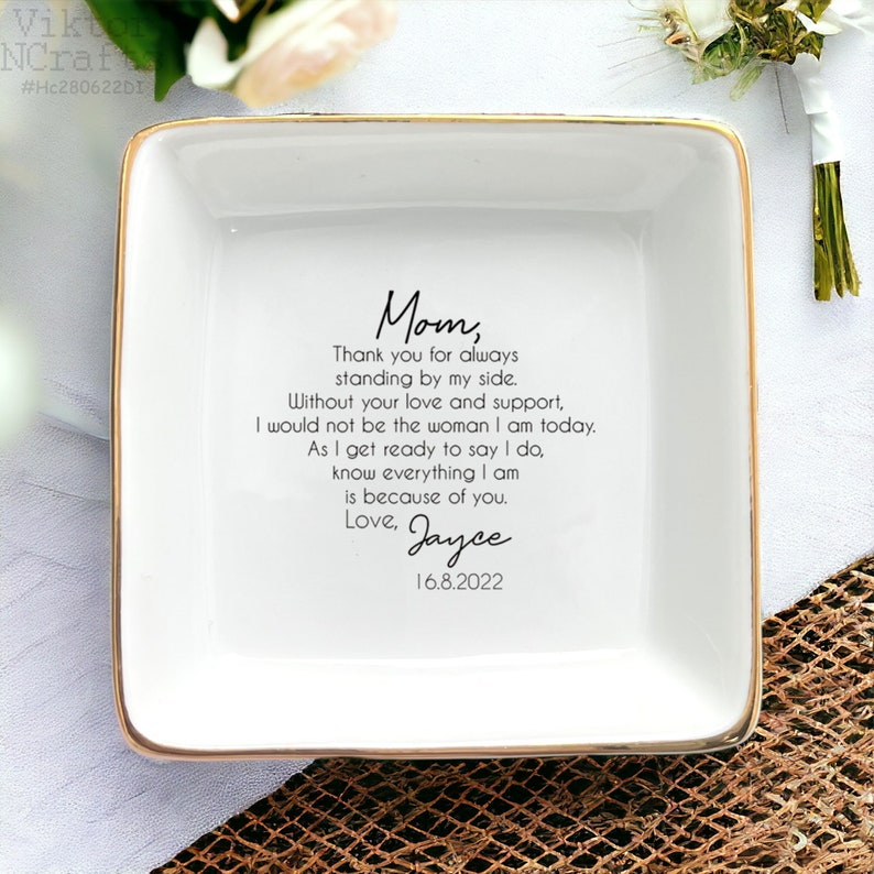 Thank You For Always Standing By My Side-Mom Ring Dish-Mother Of The Bride Gift From Bride-Unique Wedding Gifts For Mom-Mom Birthday Gifts