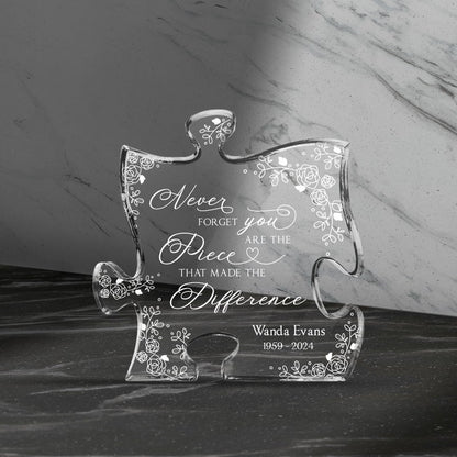 Personalized Acrylic Puzzle, Never Forget That You Are The Piece That Made The Difference, Acrylic Plaque, Retirement Gift, Coworker Gift