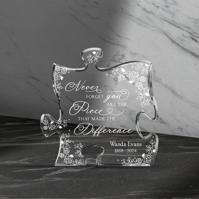 Personalized Acrylic Puzzle, Never Forget That You Are The Piece That Made The Difference, Acrylic Plaque, Retirement Gift, Coworker Gift