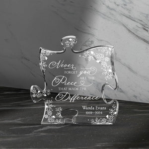 Personalized Acrylic Puzzle, Never Forget That You Are The Piece That Made The Difference, Acrylic Plaque, Retirement Gift, Coworker Gift