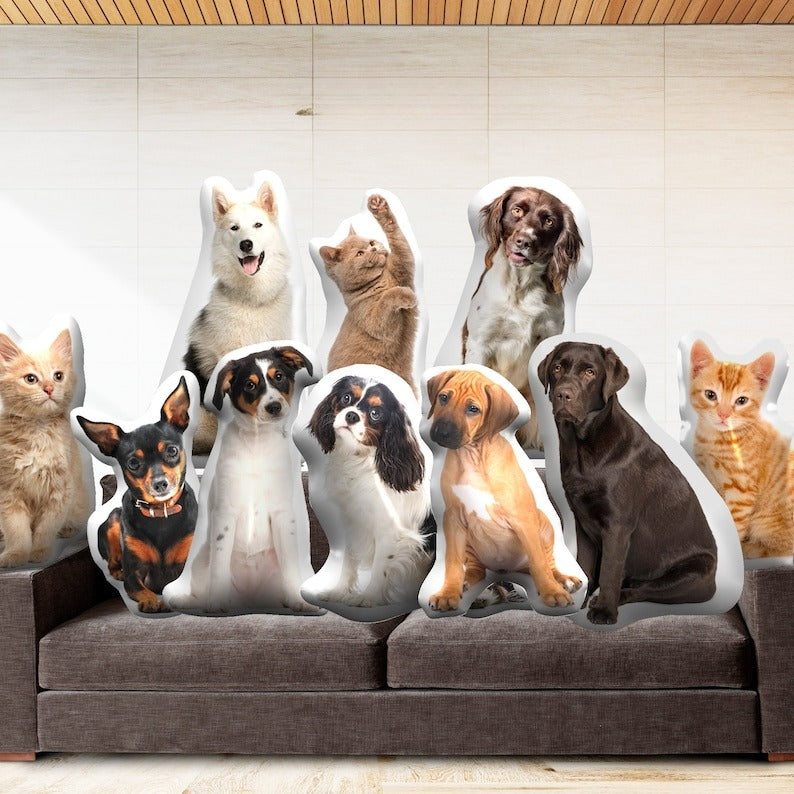 Custom Cat-shaped throw pillow, Personalized cat cushion, Custom pet pillow, Pet portrait pillow, Dog Pillow, Cat Pillow, Pet Memorial Gift