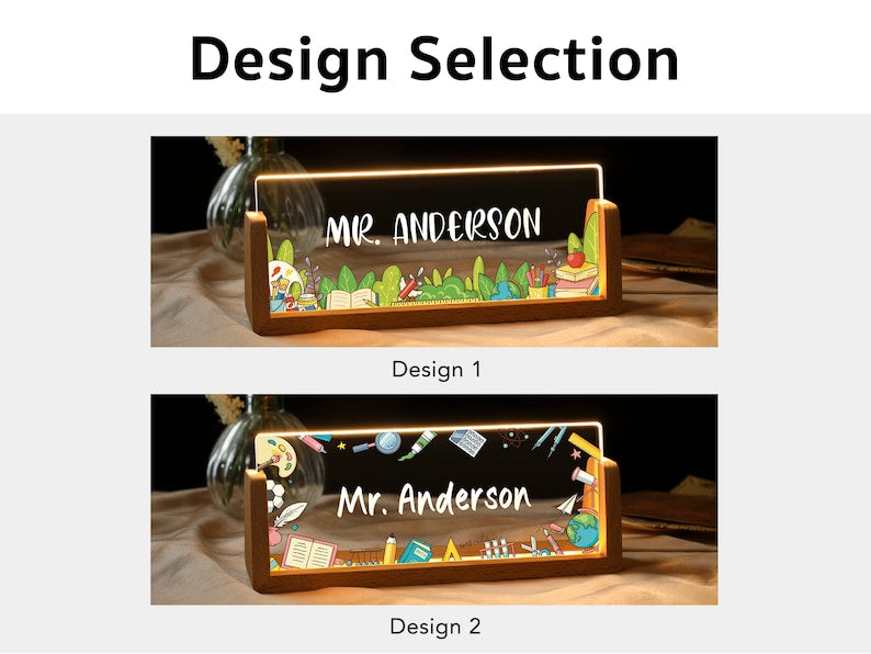 Personalized Name Desk Plate for Teacher | Custom Name Sign for Desk | Lighted Acrylic Nameplate | Teacher Appreciation Gift | Office Decor