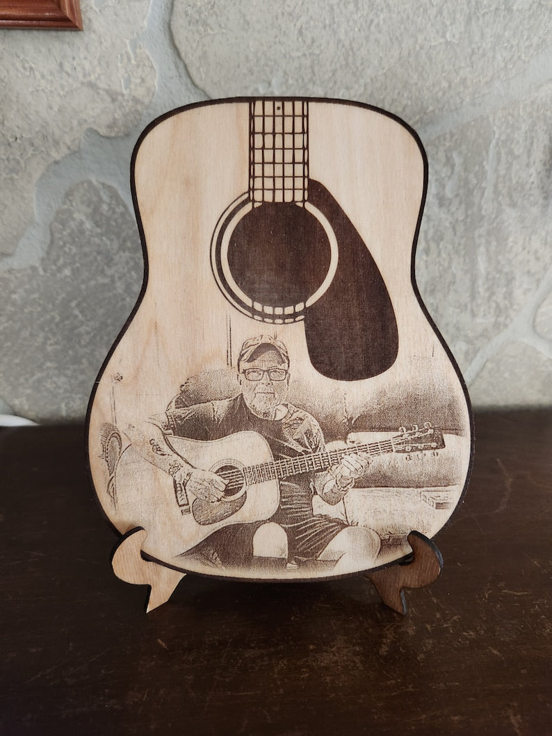 Acoustic Guitar Shaped Wood Photo/ Musician Photo/ Concert Photo/Guitar Wall Hanging/Guitar Photo Magnet