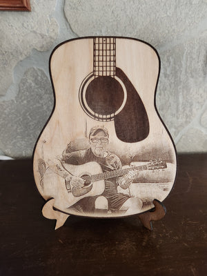 Acoustic Guitar Shaped Wood Photo/ Musician Photo/ Concert Photo/Guitar Wall Hanging/Guitar Photo Magnet