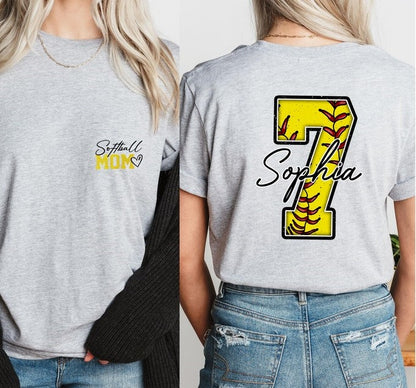 Personalized Softball Mom Shirt, Custom Name and Number Softball mom Shirt, Customized Softball Mom Shirt, Softball Mama T Shirt