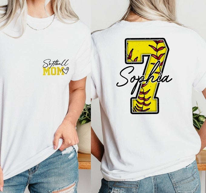 Personalized Softball Mom Shirt, Custom Name and Number Softball mom Shirt, Customized Softball Mom Shirt, Softball Mama T Shirt