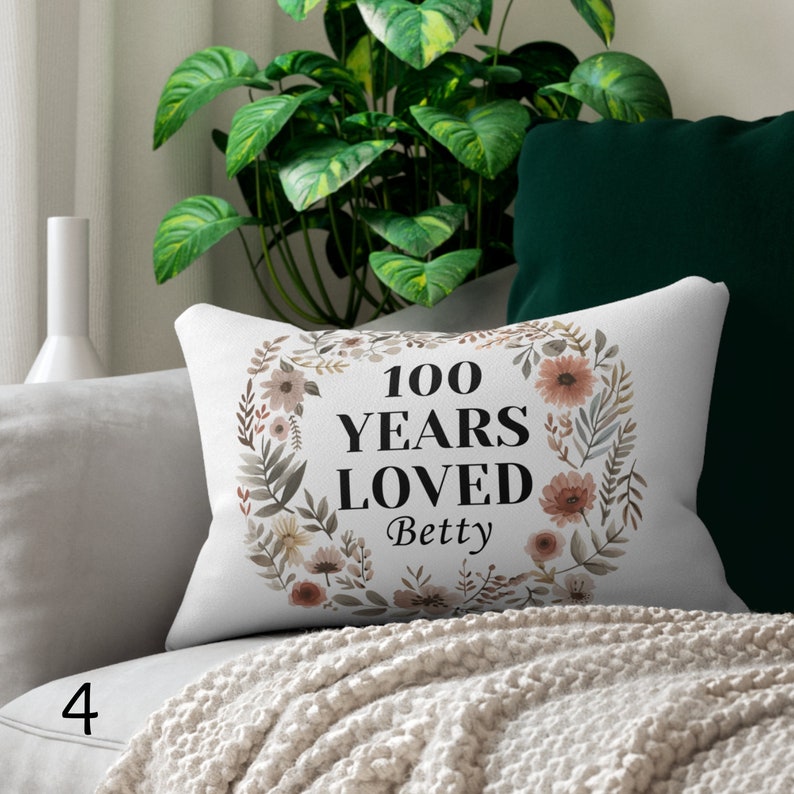 100 Year Old Birthday Gifts Custom Pillow Cover Personalized Grandma Day Gift Lumbar Pillow Custom Mom Gift For 100th Birthday Pillow Gift