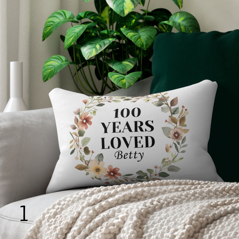 100 Year Old Birthday Gifts Custom Pillow Cover Personalized Grandma Day Gift Lumbar Pillow Custom Mom Gift For 100th Birthday Pillow Gift