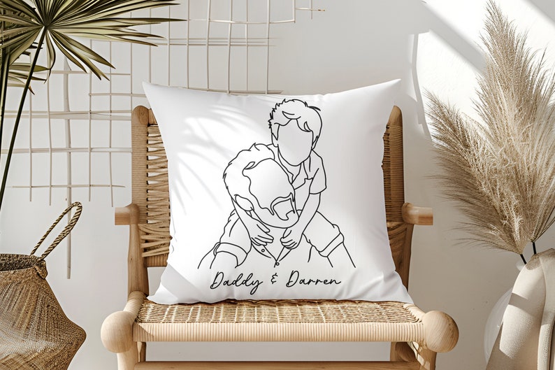 Custom Line Art Pillow: Personalized Family Portrait Pillowcase