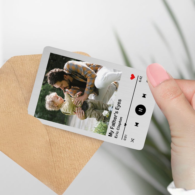 Personalized Photo Metal Wallet Card with Music, Custom Wallet Card Keepsake, Gift for Dad and Mom, Gift for Him, Bestie Gift, Couple Gifts
