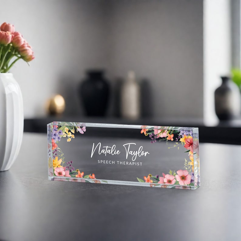 Desk Plaque, Acrylic Name Plate for Desk, Teacher Name Plate, Personalized Name Sign Acrylic Plaque, Office Decor, Custom Desk Name Plaque