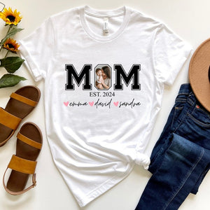 Mom Photo 2025 Shirt, Custom Text Mom Shirt, Mother's Day Gift, Mother's Day T-shirt, Mom Shirt, Custom Mom T-Shirt, Mom Birthday Gift Shirt