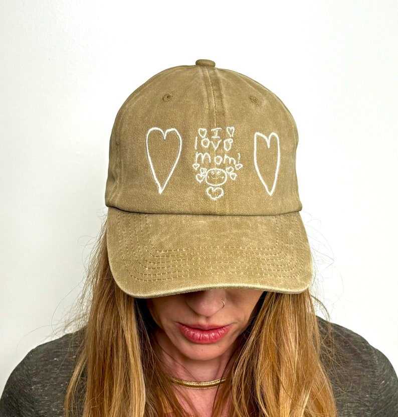 Kids Drawing Baseball Cap Gift for Mothers or Fathers Day Grandma Grandpa Gift Your Kids Artwork on Cotton Dad Hat Custom Embroidered Hat il_794xN.5946037850_p6m6.jpg