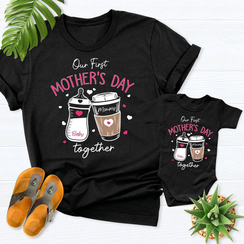 First mothers day shirt 2025, our first mothers day shirt, new mommy gift, mothers day matching outfit, mom girl baby shirt,mom boy baby tee