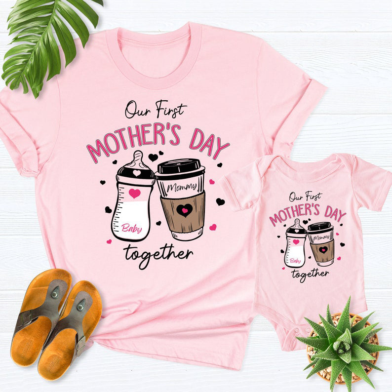 First mothers day shirt 2025, our first mothers day shirt, new mommy gift, mothers day matching outfit, mom girl baby shirt,mom boy baby tee