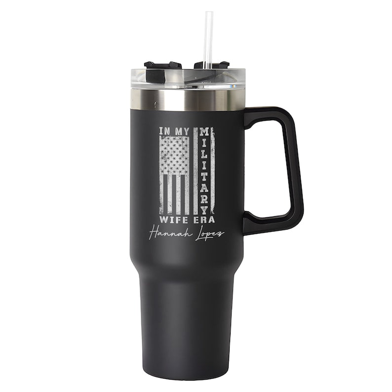 Personalized 40oz Tumbler Gifts for Wife, Custom In My Military Wife Era Engraved Cup, Military Wife Gift, Mother's Day Gifts