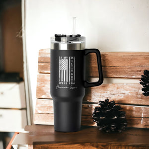 Personalized 40oz Tumbler Gifts for Wife, Custom In My Military Wife Era Engraved Cup, Military Wife Gift, Mother's Day Gifts