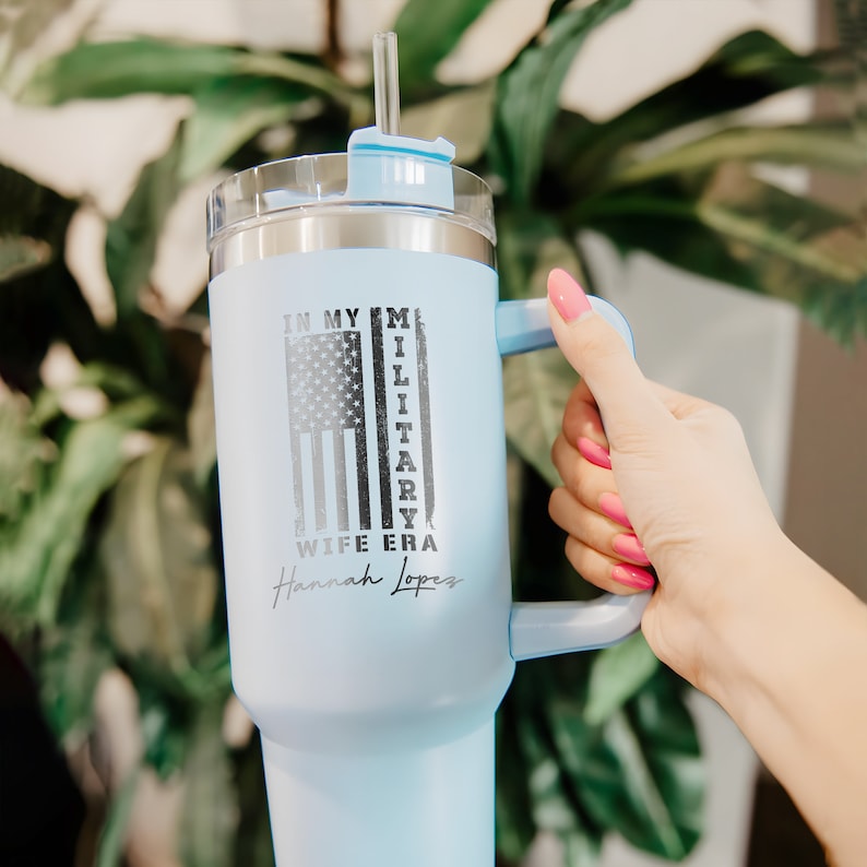 Personalized 40oz Tumbler Gifts for Wife, Custom In My Military Wife Era Engraved Cup, Military Wife Gift, Mother's Day Gifts