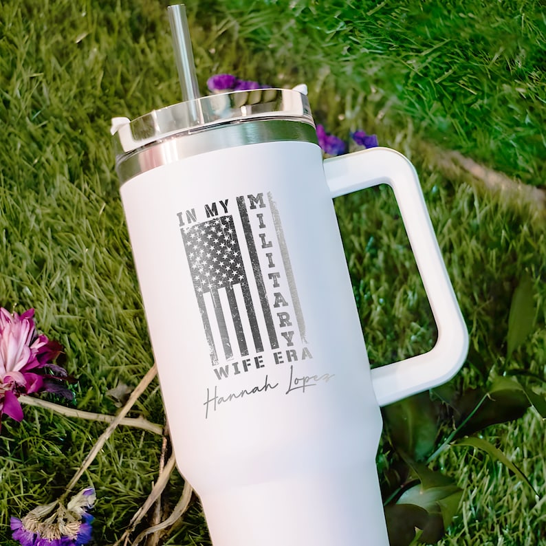 Personalized 40oz Tumbler Gifts for Wife, Custom In My Military Wife Era Engraved Cup, Military Wife Gift, Mother's Day Gifts