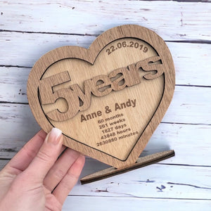 5th Wedding Wood Anniversary Card Keepsake PERSONALISED Gifts Husband Wife 5 Years Couple Gift for Her Him Wooden Custom Valentines Day