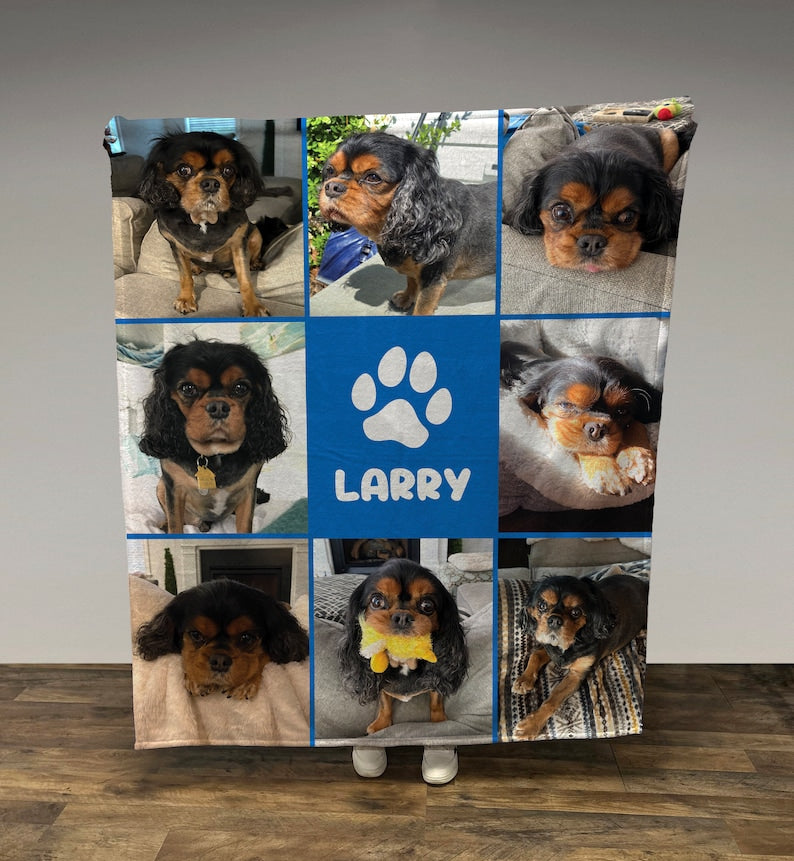 Photo Collage Personalized Dog Photo Blanket, Photo Blanket with Paw Print and Name, Personalized Gift, Memorial Blanket, Pet Blanket, Pet Gift, Dog Gift il_794xN.5948318442_odvs.jpg