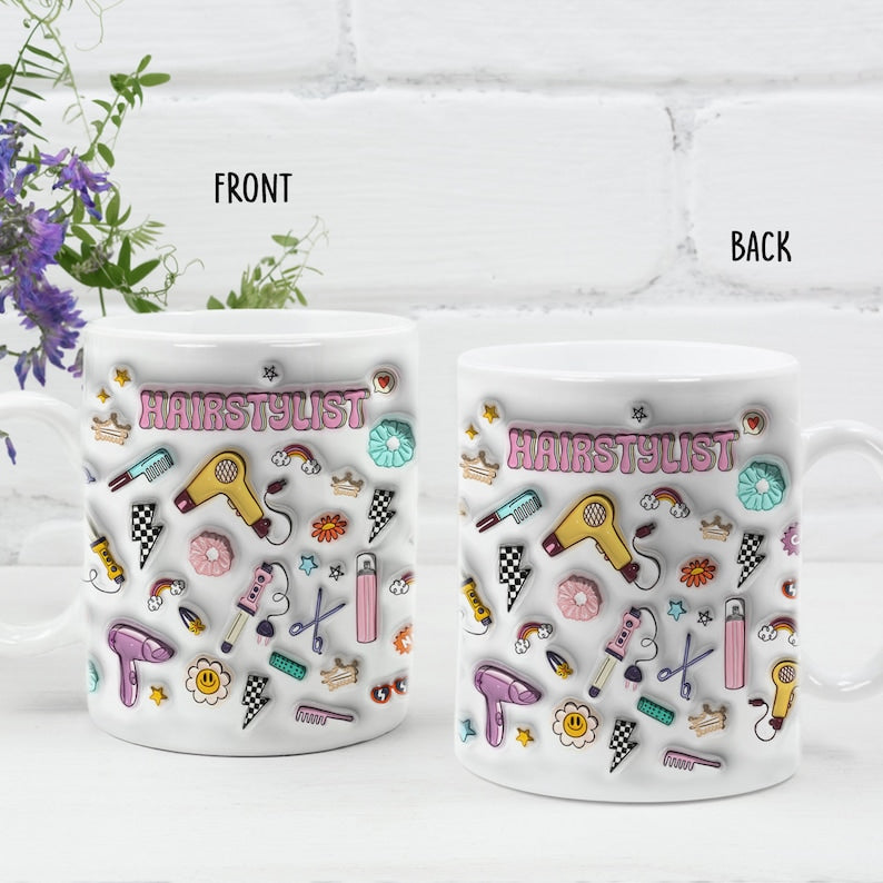 Custom 3D Inflated Effect Mug, Birthday Gift for Hair Dresser, Gift for Friend, Inflated Effect Printed Mug