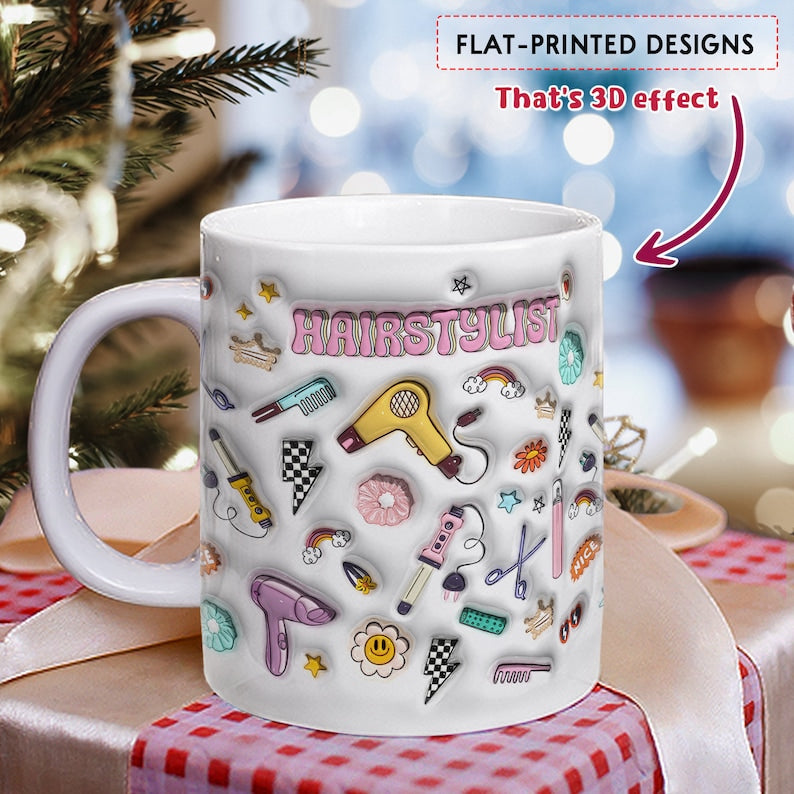 Custom 3D Inflated Effect Mug, Birthday Gift for Hair Dresser, Gift for Friend, Inflated Effect Printed Mug