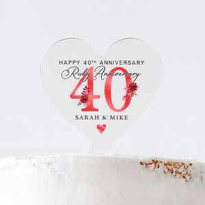 Personalised 40th Anniversary Cake Topper, Ruby Anniversary Cake Topper, Wedding Cake Topper, 40th Anniversary Gifts, Cake Decorations