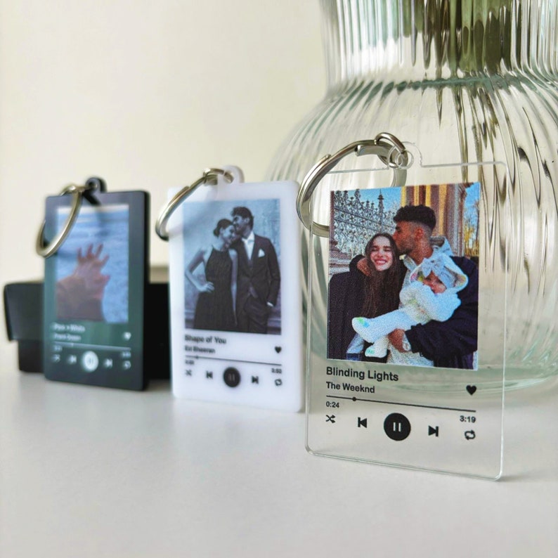 Personalized Song Keychain, Custom Photo Keychain, Music Keychain, Unique Gifts for Her, Album Keychain, Gift for Couple, Song Keyring