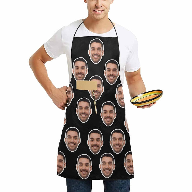 Personalized Faces Apron, Custom Photo Apron for Women Men, Custom Picture Chef , Funny Crazy Face Apron, Kitchen Cooking Gift for Her/Him