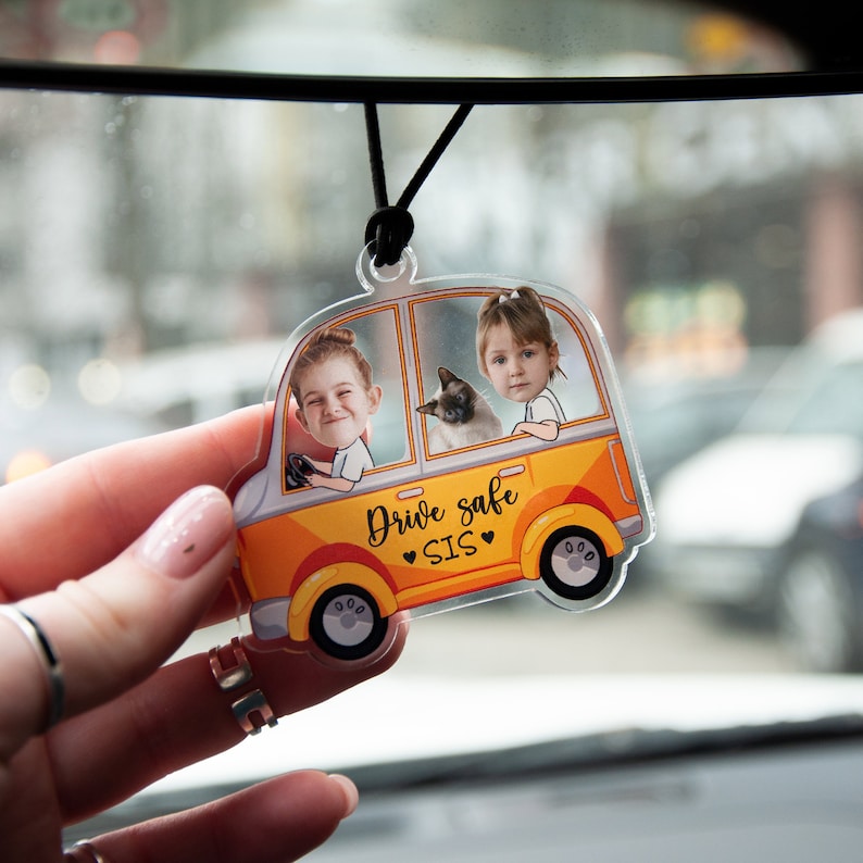 Cute Car accessories, Photo Car ornament, Personalized Gift for men, new driver keychain, car accessories for Men