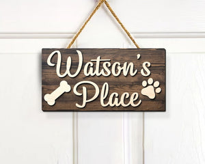 Personalized 3D Dog Name Sign, Custom Dog Name Sign, Gift for Dog Lovers, Dog Paw Crate Sign, Dog Food Area Sign, Dog Kennel Sign, Dog Gifts