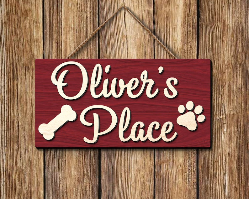 Personalized 3D Dog Name Sign, Custom Dog Name Sign, Gift for Dog Lovers, Dog Paw Crate Sign, Dog Food Area Sign, Dog Kennel Sign, Dog Gifts