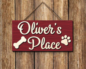 Personalized 3D Dog Name Sign, Custom Dog Name Sign, Gift for Dog Lovers, Dog Paw Crate Sign, Dog Food Area Sign, Dog Kennel Sign, Dog Gifts
