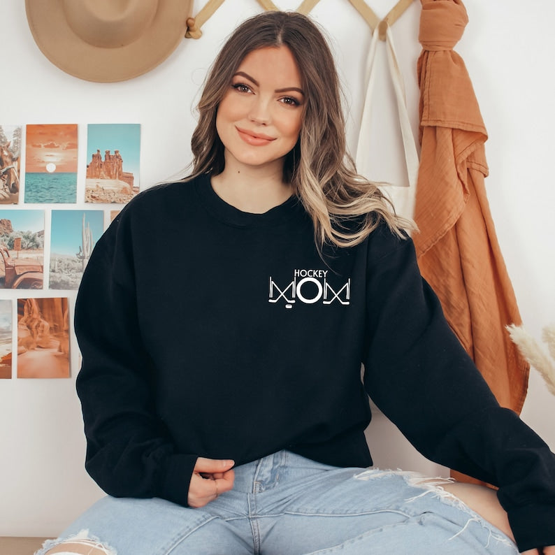 Custom Hockey Mom Sweatshirt, Hockey Mama Hoodie, Sports Mom Sweater, Gift Shirt For Sports Mom, Game Day Hoodie, Mother's Day Hoodies