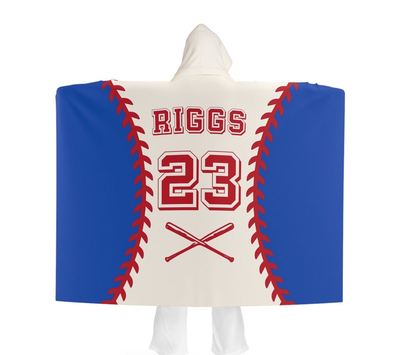 Hooded Fleece blanket with Baseballs Wearable Custom Blanket with Hood for Baseball Team Player Gift Personalized with Player s Name Number