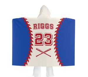 Hooded Fleece blanket with Baseballs Wearable Custom Blanket with Hood for Baseball Team Player Gift Personalized with Player s Name Number
