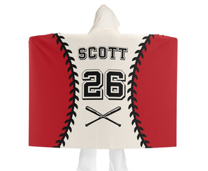 Hooded Fleece blanket with Baseballs Wearable Custom Blanket with Hood for Baseball Team Player Gift Personalized with Player s Name Number