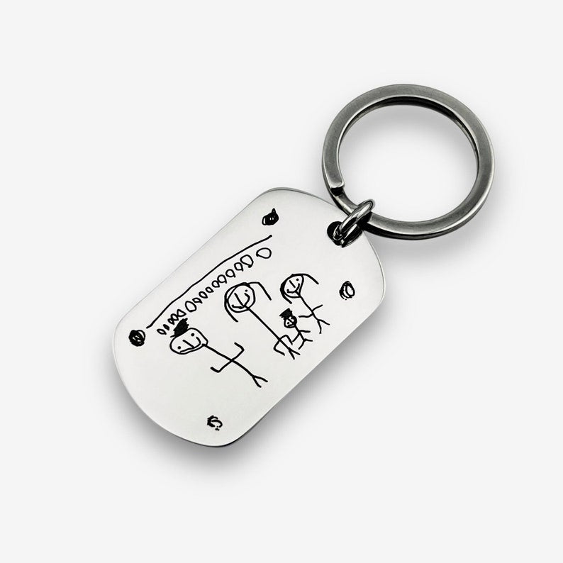 Custom Children's Drawing Stainless Keychain | Actual Kids Drawing | Childs Painting