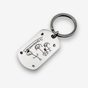 Custom Children's Drawing Stainless Keychain | Actual Kids Drawing | Childs Painting