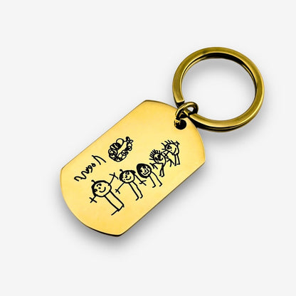 Custom Children's Drawing Stainless Keychain | Actual Kids Drawing | Childs Painting