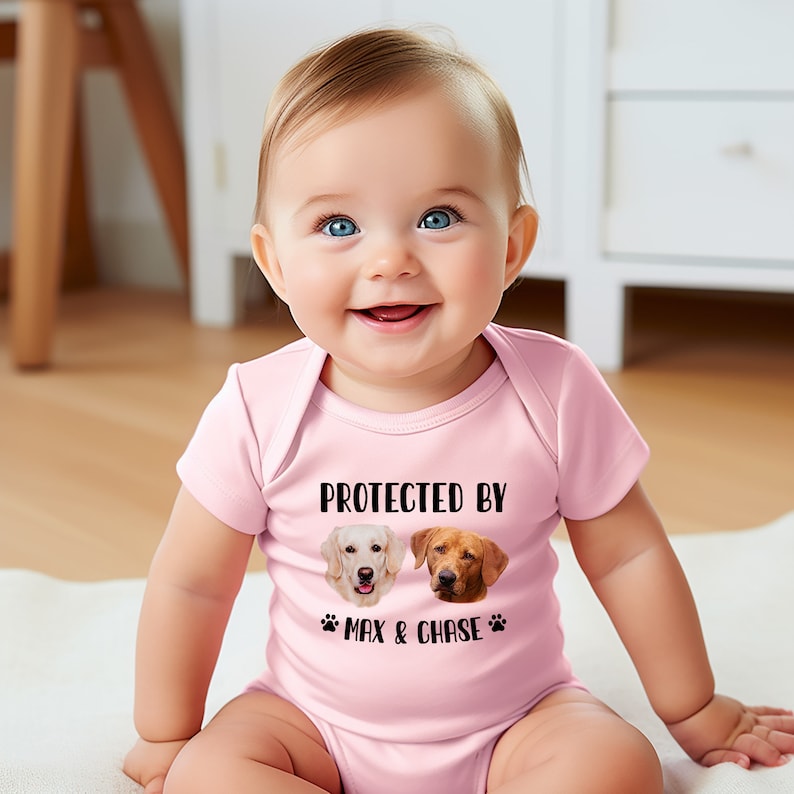 Custom Protected By Dog shirt, Protected By Pets shirt, Newborn Baby Gift, Personalized Baby shirt, Custom Dog shirt, Baby Shower Gift,Kids