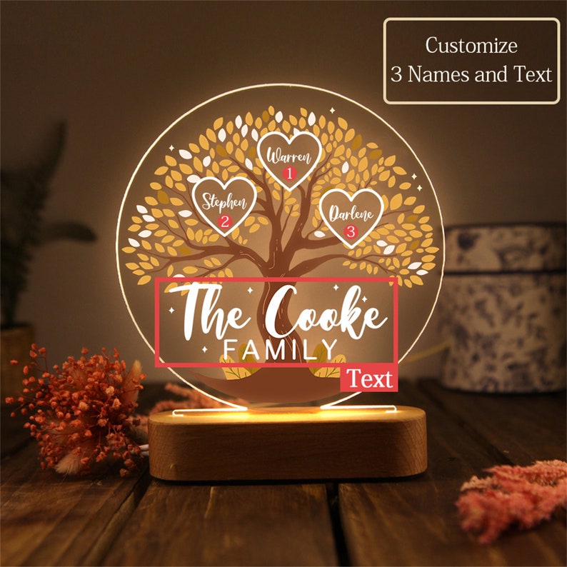 Tree of Life Names Night Light Mother's Day Gift, Family Tree Night Light, Custom Night Light with Kids Names, Birthday Gifts, Gifts for Mom