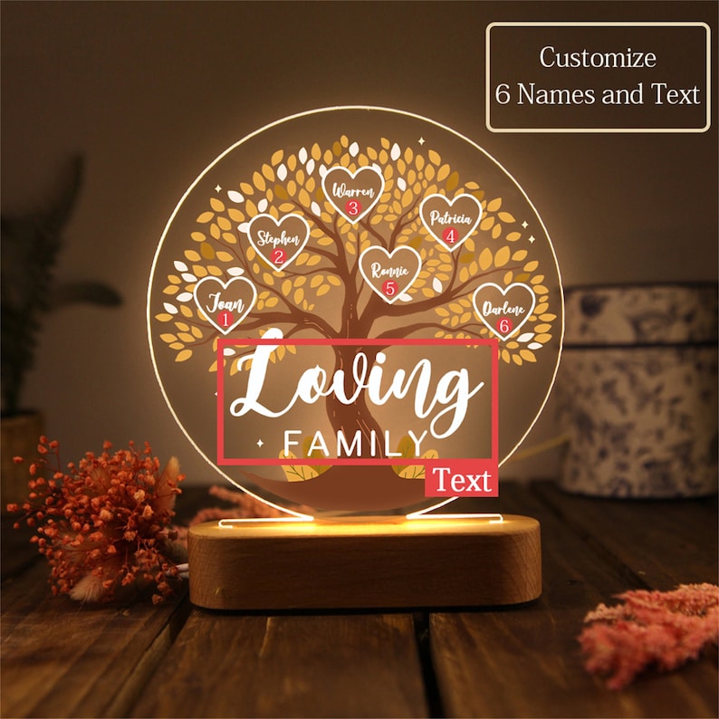 Tree of Life Names Night Light Mother's Day Gift, Family Tree Night Light, Custom Night Light with Kids Names, Birthday Gifts, Gifts for Mom