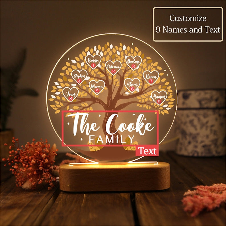 Tree of Life Names Night Light Mother's Day Gift, Family Tree Night Light, Custom Night Light with Kids Names, Birthday Gifts, Gifts for Mom