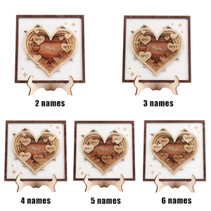 Heart Wooden Sign, Personalized Gift for Mom, Family Name Wood Plaque, Kids Names Sign, Mother's Day Gift From Kids, Mom Birthday Gift