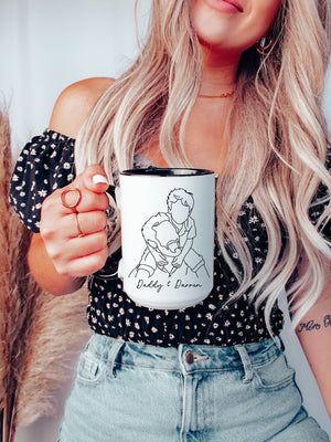 Custom Line Art Portrait Mug: Personalized Photo Sketch Mug