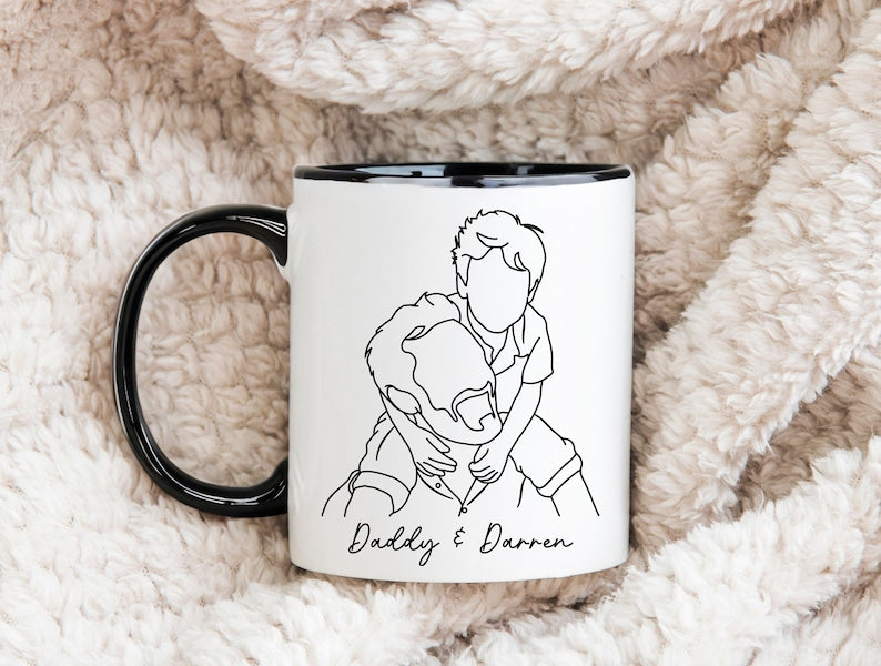 Custom Line Art Portrait Mug: Personalized Photo Sketch Mug