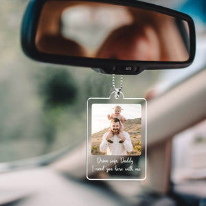 Custom Photo Car Ornament, Car Hanging, Custom Gift for Dad, Rear View Mirror Charm, Dad Gift From Daughter, Fathers Day Birthday Photo Gift