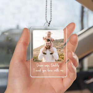 Custom Photo Car Ornament, Car Hanging, Custom Gift for Dad, Rear View Mirror Charm, Dad Gift From Daughter, Fathers Day Birthday Photo Gift